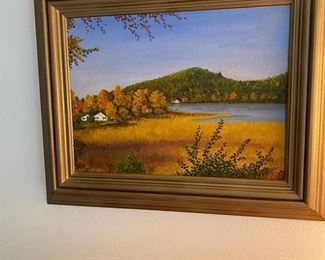 Framed original fall themes artwork 17" X 21"