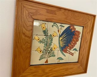 Framed butterfly pottery tiles