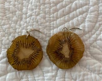 Kiwi Fruit resin earrings