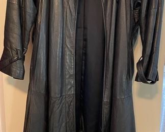 Leather trench coat, size 14