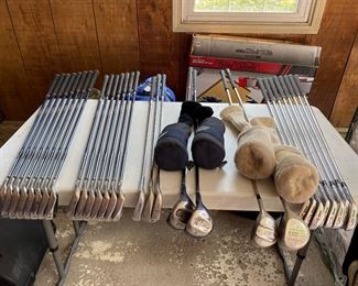 Women's golf clubs, Cobra irons sand wedge - 4 iron.  Lady cobra 3 & 5 wood.  Lady Cobra driver & 3 wood.  Lady Cobra iron, SW - 4 (missing 8 iron); misc. irons