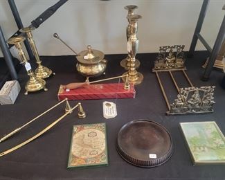 Candle Holders , Brass Book holder, Candle Snuffers