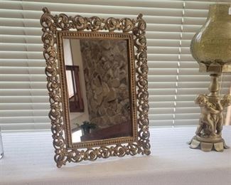 Vintage Brass Mirror