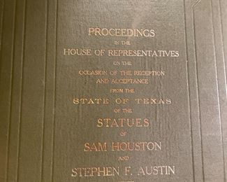 Proceedings House of Representatives book Sam Houston and Stephen F Austin