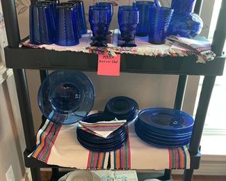 1930s cobalt blue hand blown Mexican glass