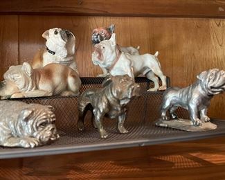 Vintage, Bulldogs in Bronze and Ceramic