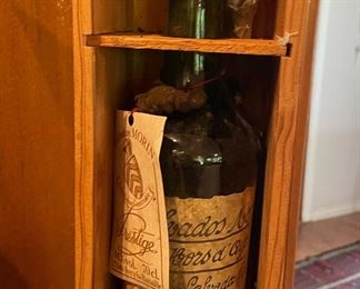 Vintage Calvados Morin Brandy Bottle in Wooden Case
