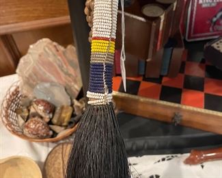 Native American Horse Hair with handmade beaded handle