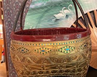 Gorgeous jeweled, gilt basket