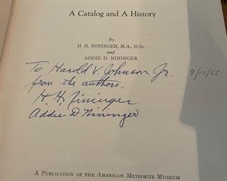 The Nininger Collection of Meteorites Signed by both authors 