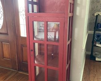 Farmhouse style Wooden and glass cabinet with key