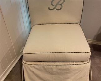 Two Upholstered Armless Accent Chairs