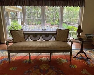 cane back settee w/painted finish frame