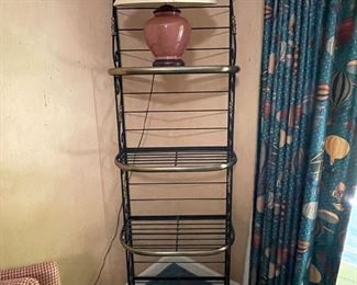 metal baker’s rack w/brass accents