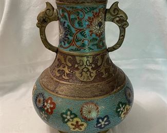 cloisonné brass vase