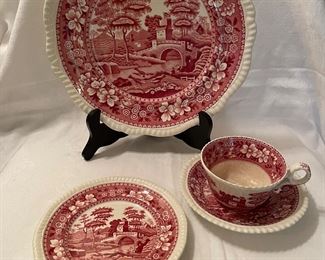 vintage red Copeland Spode’s Tower ironstone