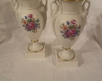 pair of Lenox-Lenox Rose pattern vases