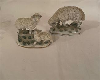 antique German porcelain sheep figurines