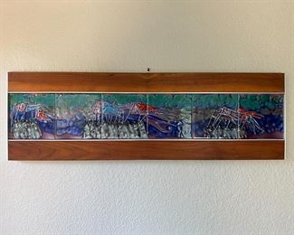 MCM tile and wood plaque—"Soldiers on Parade"