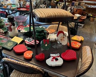 retro card table with upholstered chairs