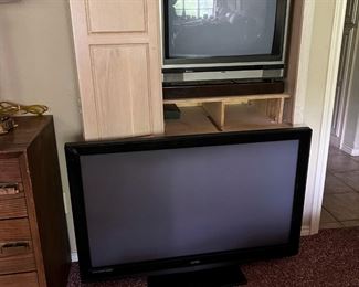 vintage MGA tv, Vizio flatscreen tv