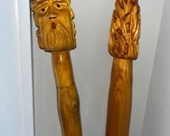 Beautifully carved walking sticks stained and sealed