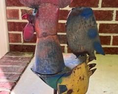 Colorful rooster made from metal
