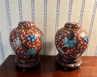 1930’s cloisonné ginger jars 