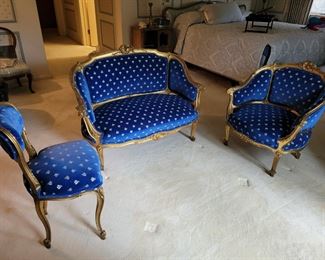 Louis XV style settee and chairs
