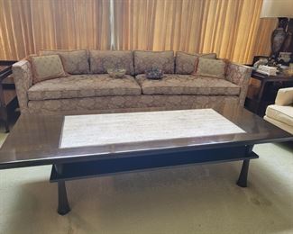 Asian influenced marble inlaid table