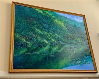 Large framed fine art oil on canvas by impressionist Anna Good.