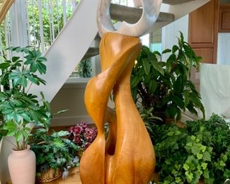 Fine art sculpture by artist/sculptor Bruce Turnbull.  Original art consists of wood and marble.  67” tall.