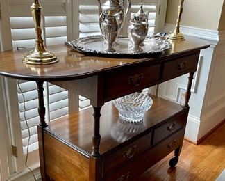 Serving cart with wheels