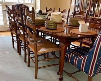 Dining table with 8 chairs and available china cabinet all sold separately