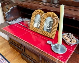 Lovely writing desk with red leather insert