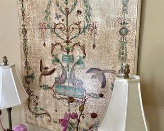 Lamps, faux plants, artwork