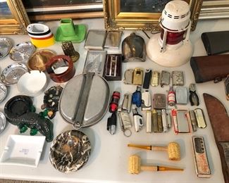 Lighters, ash trays, and knives 