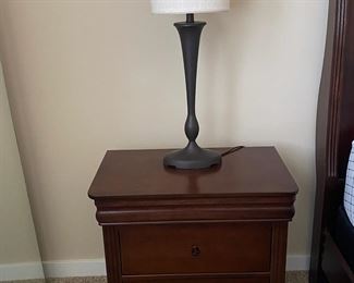 2Drawer Nightstand With Fluted Lamp