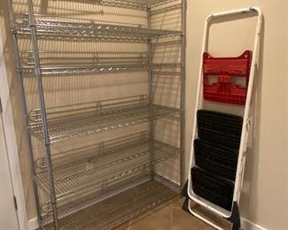 6Shelf Metal Storage Rack With Cosco Folding Ladder