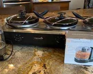 CrockPot 3 Pot Warmer Toastmaster Mini Chopper  Chefman Hot Water Kettle