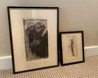 Kaeth Kollwitz Original Etching Restrike Mourning Man  Aborigine Print