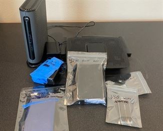 Linksys WiFi Router Motorola Modem 1TB Exterior Hard Drive