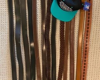 Mens Leather Belts And Super Bowl XXX Hat NWT