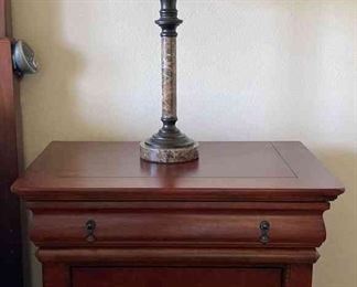Nightstand And Stonelook Lamp