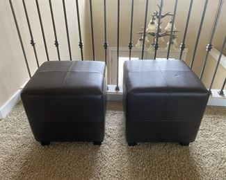 Pair Of Vinyl Ottomans