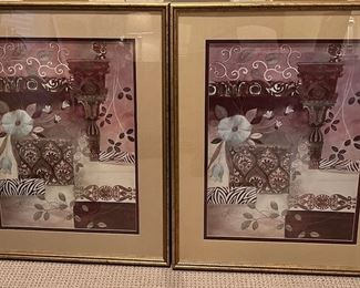 Two Large Framed Flower Prints