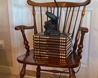 Vintage Captains Chair Fish Lamp And Collection Of 1979s TIME Western Books