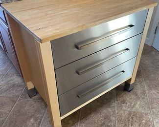 Butcher Block Cutting Surface and Storage Cabinet
