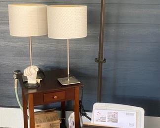 Hall Tree Side Table Pair of Lamps and Decor