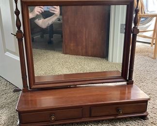 MCM Solid Cherry Vanity Mirror with Drawers